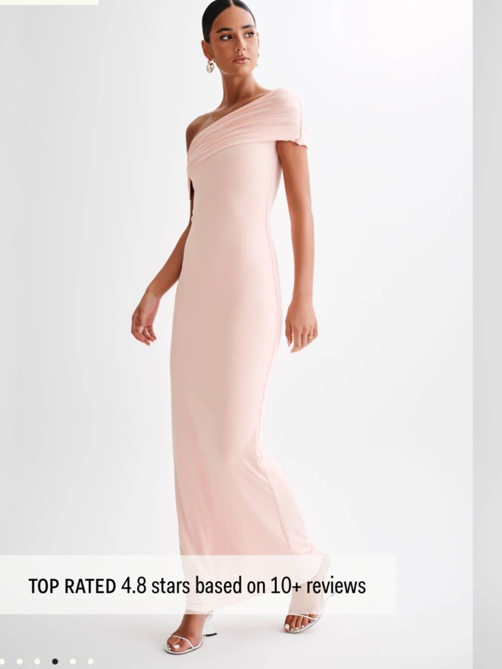 MESHKI One-Shoulder Blush Pink Evening Dress